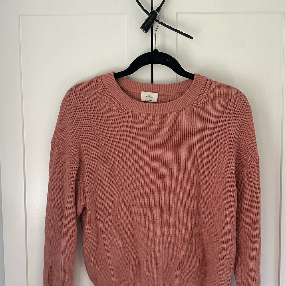Wilfred Pink Crew Neck Sweater Ribbed Knit